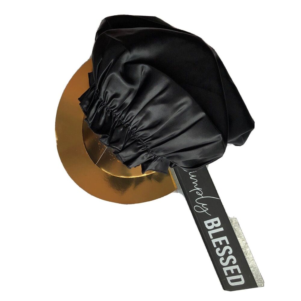 New Black Mulberry Silk Sleep Hair Cap Bonnet Cover for Adults Unisex